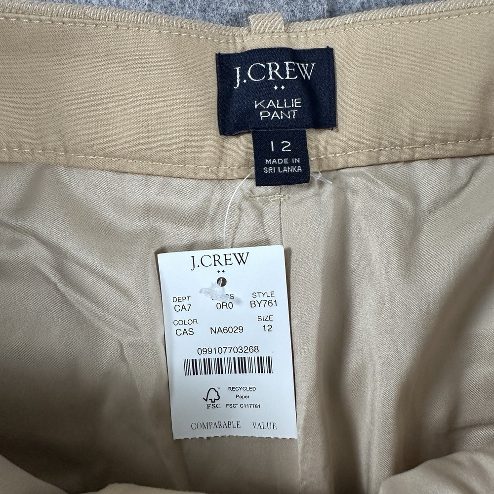 J. Crew Kallie Pant Khaki Linen Blend Pants Lined Size 12 New With Tags - Picture 8 of 11